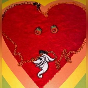 Claire’s Nightmare before Christmas Zero necklace and pumpkin earrings set